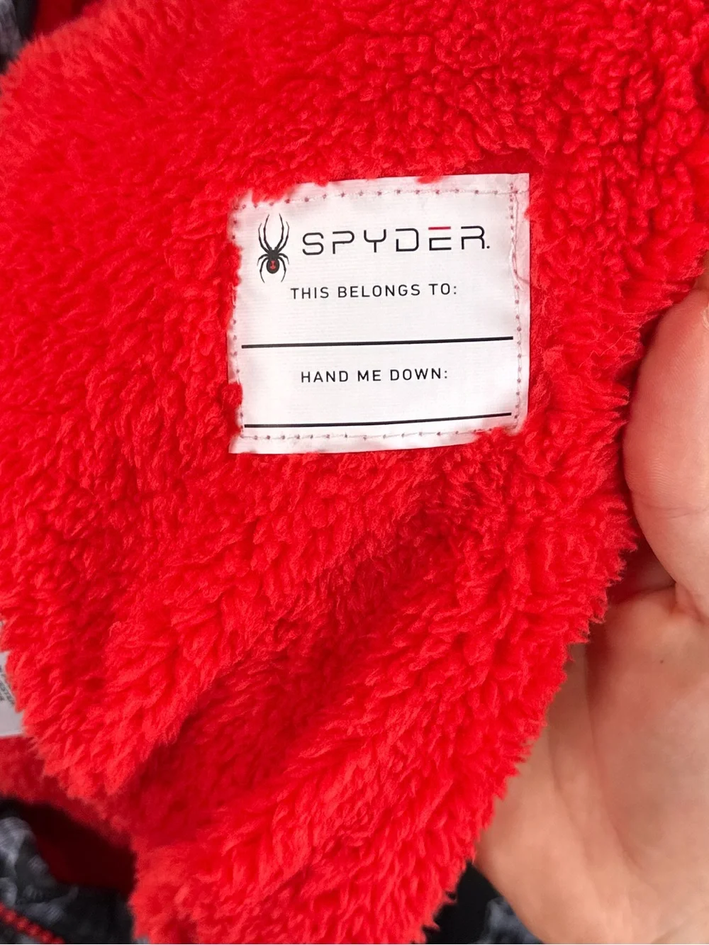 Spyder Snowsuit Bunting Hooded Sherpa Lined Doodle Print Black Red 24M